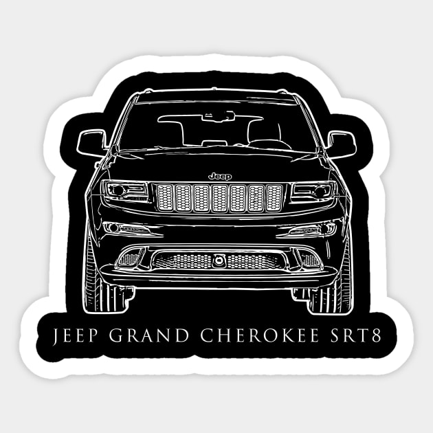 Jeep Grand Cherokee SRT8 1 White Design Car form Sticker by Julie lovely drawings